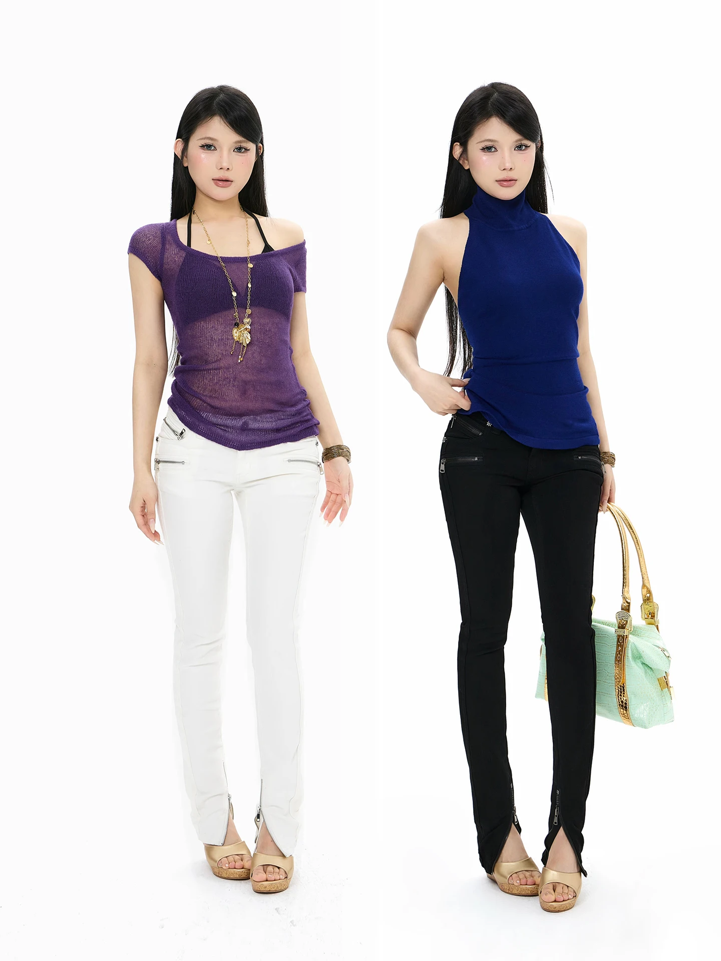 

Low Waist Heavy Wash Slim Fit Denim Jeans Zipper Decoration Millennium Sexy Girl Casual Long Pants Cotton Blend Ladies Jeans