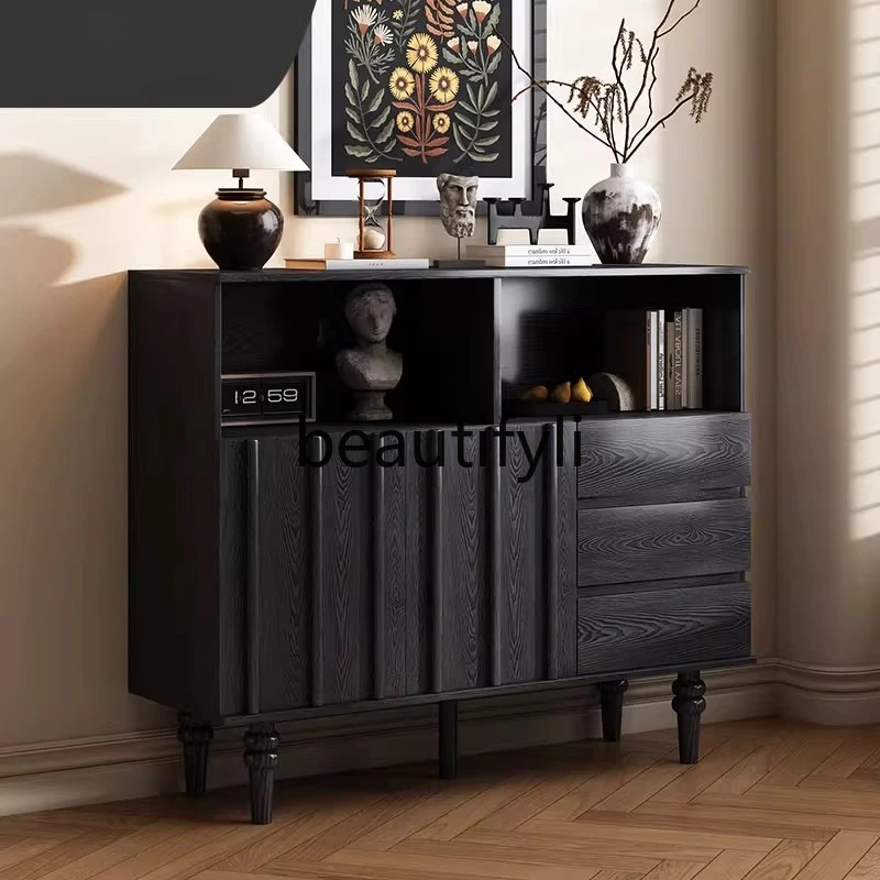 

French Retro Sideboard Cabinet Vintage Style Entryway Cabinet Integrated Wall Storage Decorative Cabinet