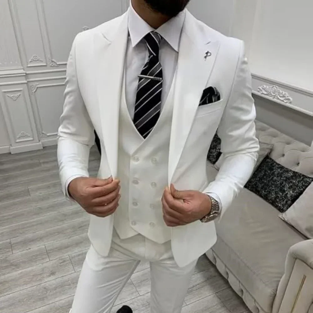 

Men's Suits 3pcs Mens Business Suit Notch Lapel Blazer Formal Wedding Groom Pants Tux Vest Tuxedos (Blazer+vest+Pants)