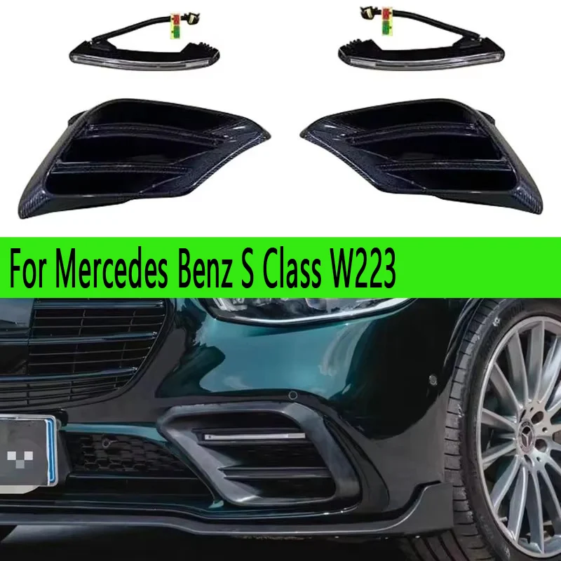 Pour Mercedes Benz Classe S W223, cadre de phare antibrouillard en fibre de carbone, grille de pare-chocs avant, cache de ventilation, tuyau d'aération, pièces de carrosserie, kit carrosserie