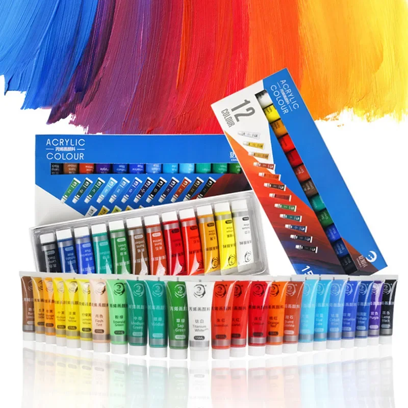 tintas acrilicas para iniciantes e artistas profissionais suprimentos de pintura conjunto de tintas nao toxicas 12 cores 24 cores 15ml 01