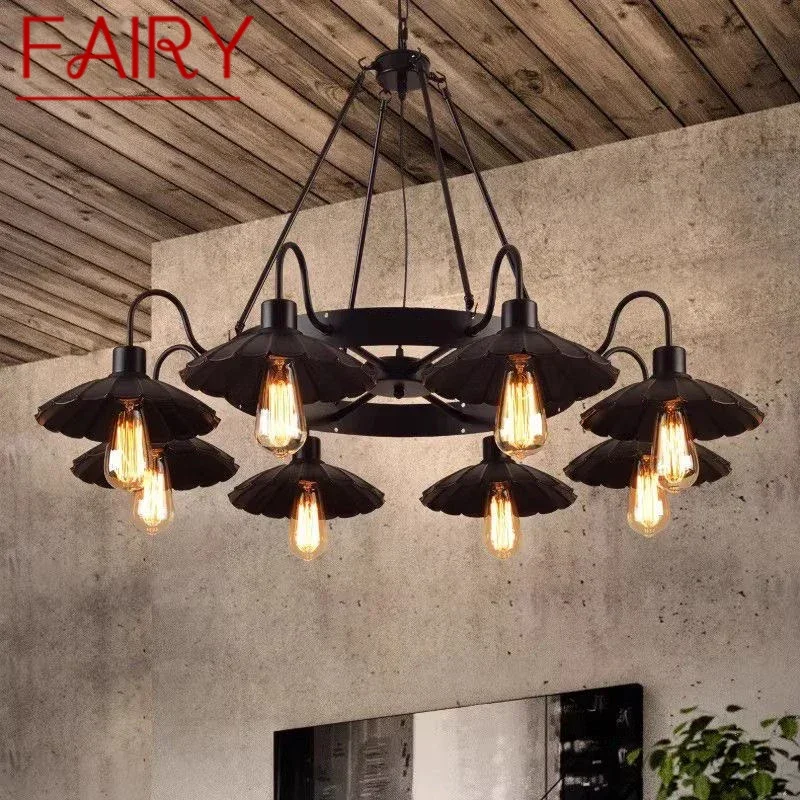 FAIRY American Retro Pendent Lamp Industrial Wind Living Room Restaurant Loft Clothing Store Cafe Bar Box Homestay Chandelier