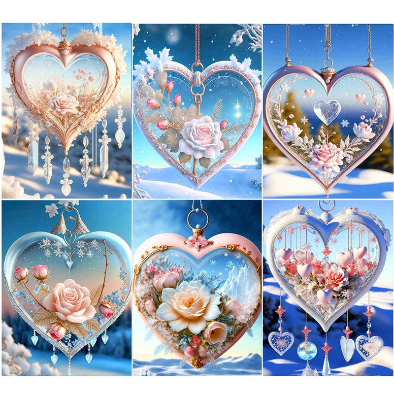 YUMEART 5D DIY Diamond Painting By Number Cross Stitch Wind Chime Full Square Mosaic Flower Rose Interior Romantic Gifts