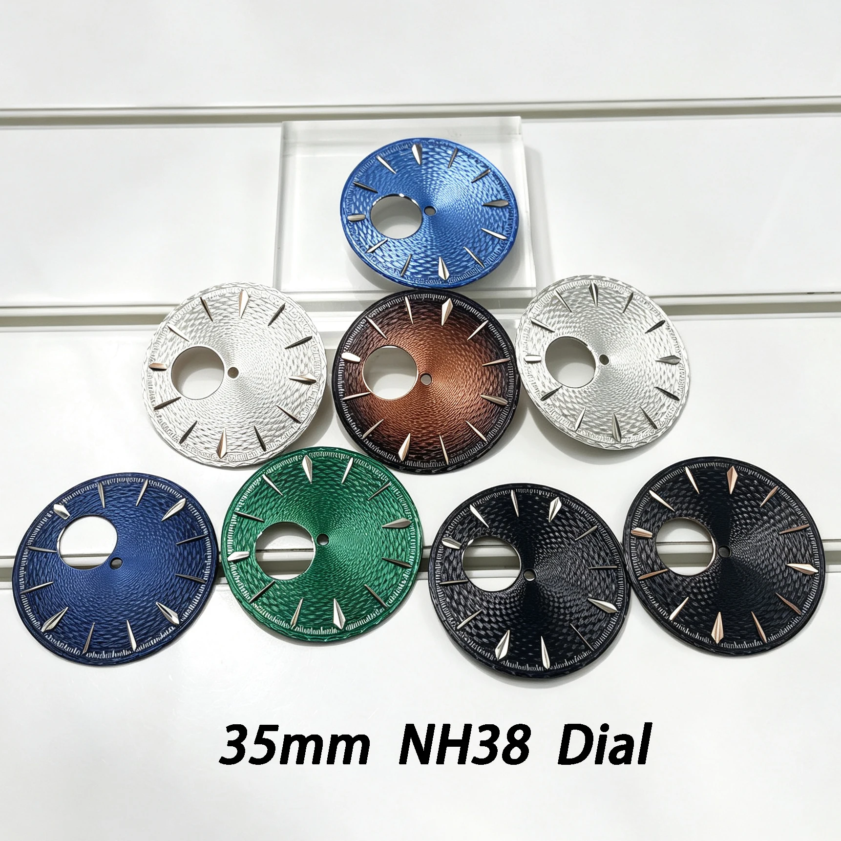 NH38 35mm Cocktail Dial, Available In Various Colors, Interchangeable Watch Parts, NH38 Dial 35mm Dial, Radial Pattern Design