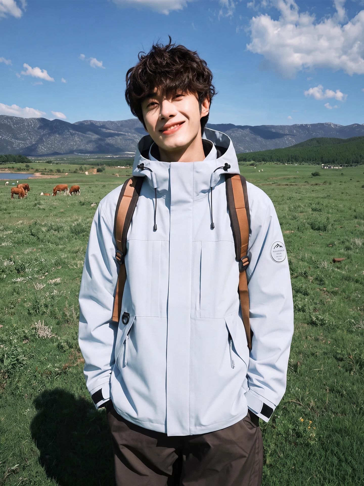 Three-in-One Detachable Soft  Jacket Men's Autumn Winter Outdoor Sports Three-Proof Thickened Mountain Climbing Suit Hoo...