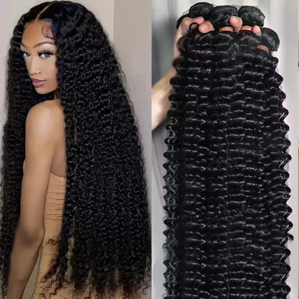 

Натуральный цвет, глубокая волна, пучки человеческих волос 1, 3, 4 шт., бразильское плетение, девственные 100% пучки человеческих волос Remy, парики 20, 30, 40 дюймов