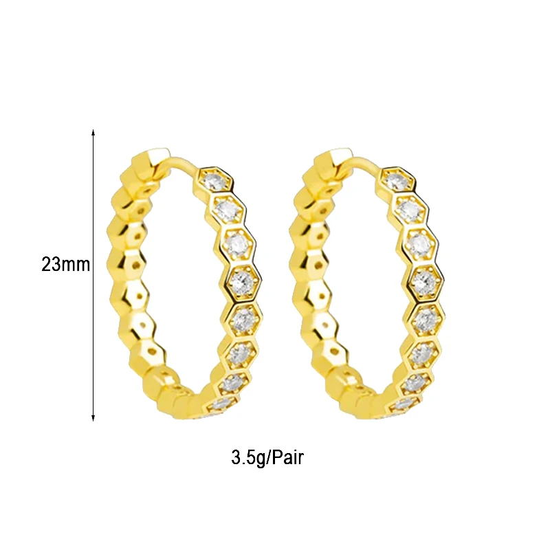 TIANDE-Boucles d\'oreilles créoles hexagonales géométriques pour femmes, mancommuniste d\'oreille exquises, bijoux Huggies, document en or, Zunderes,