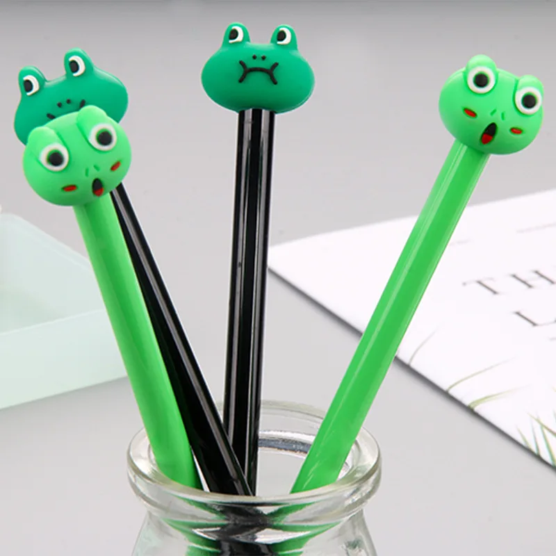 Wholesale Creative Cartoon Frog Head Gel Pen Cute Pen Animal Black Student Stationery