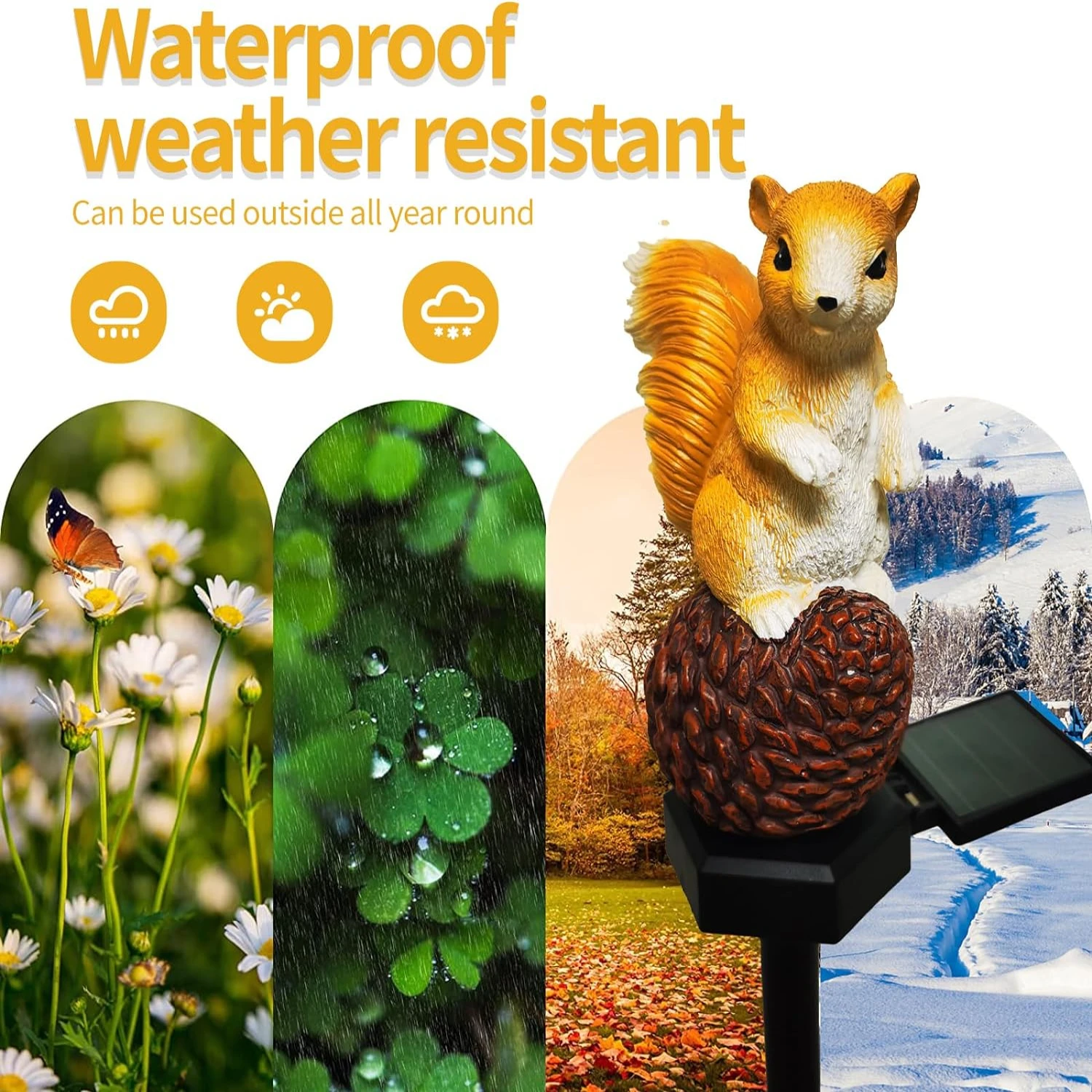 Cute, Charming, and Adorable Solar Squirrel Light - Delightful Waterproof Resin Outdoor Lawn Decor - Cute Yard Statue with Solar