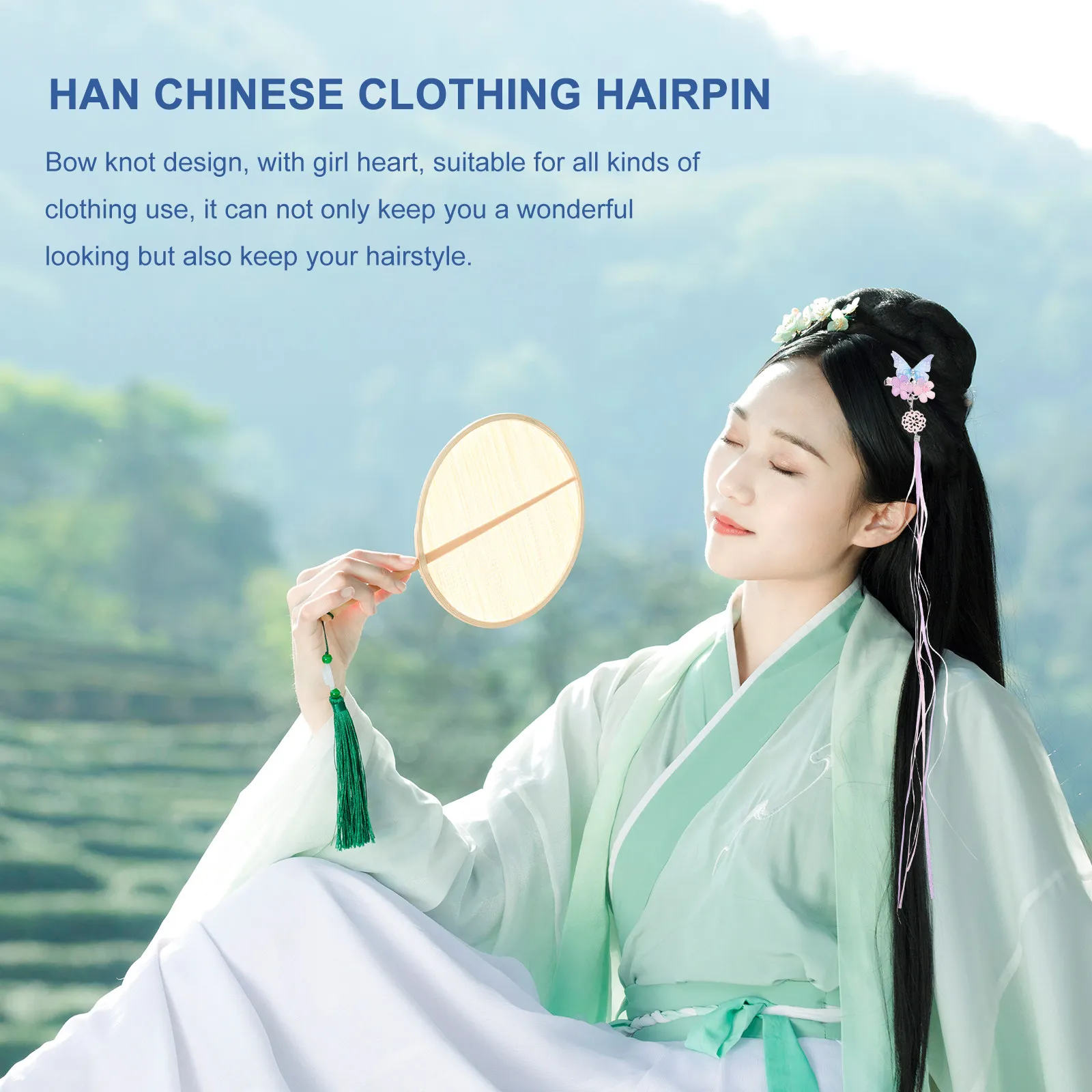 

1 Pair Butterfly Hair Clips Chinese Style Vintage Hairpins Hanfu Headdress Children Hair Accessories Kids Birthday Cosplay