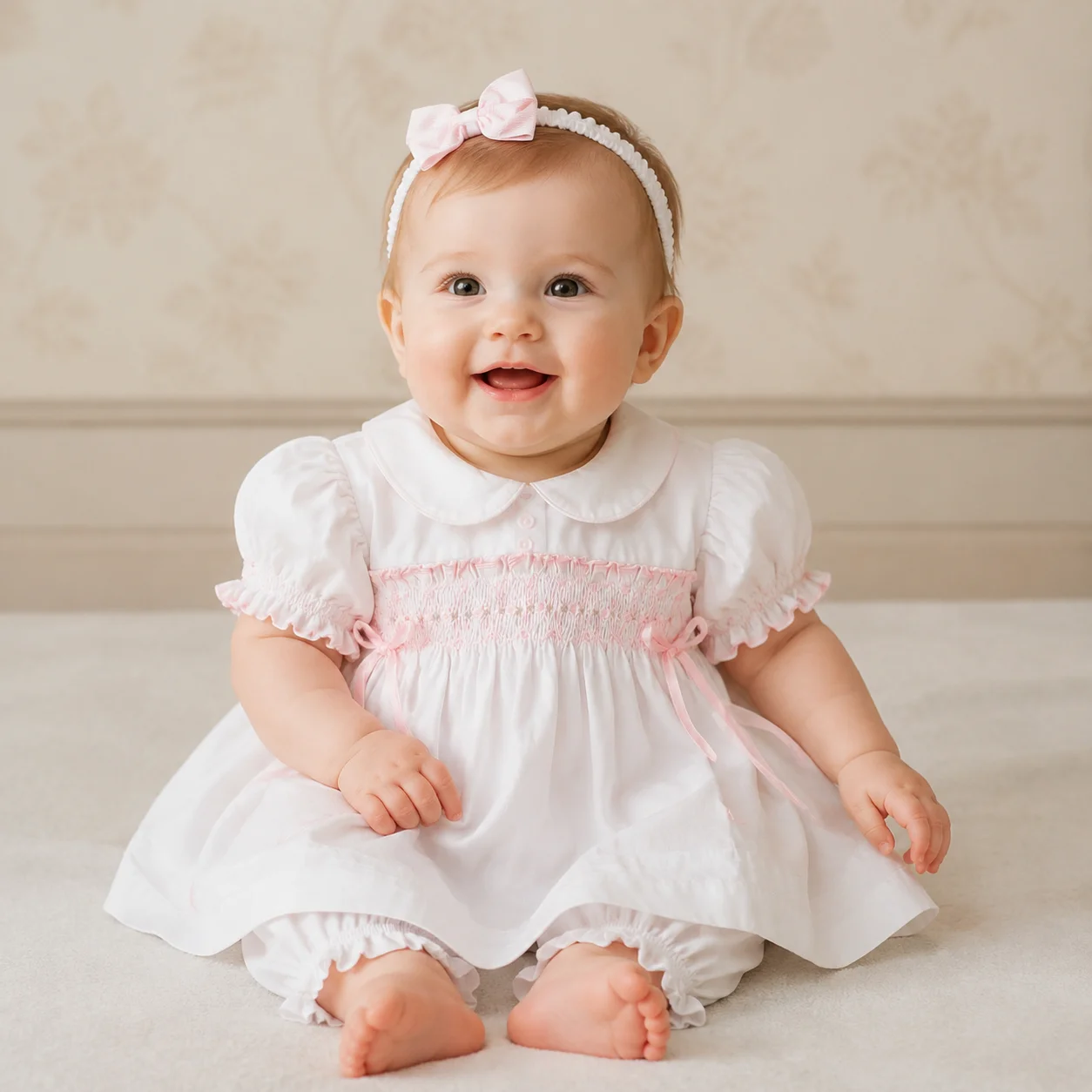 Kids Boutique Clothes Children Vintage Light White Clothes Set For Girls Children Spanish Baby Infant Birthday Party Baptism