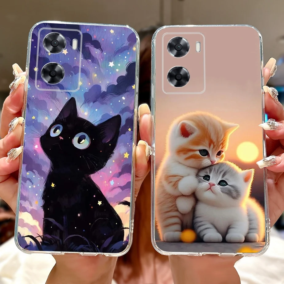 For Oppo A57 4G Case CPH2387 Cute Cat Luxury Painted Cover For Oppo A57s A77s Soft Silicone Case For Oppo A77 4G OppoA57 S Shell