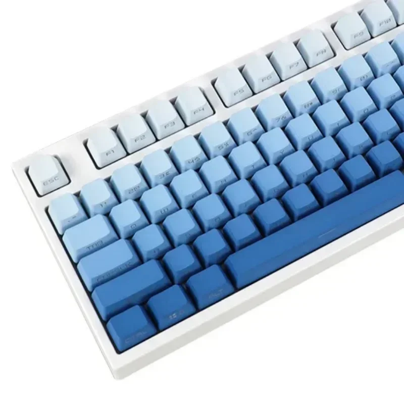 Original color - fog blue keycap transparent PBT side engraving OEM simple gradual change