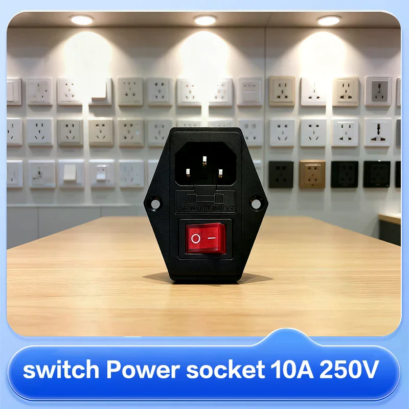 1PCS 10A 250V Male Power Socket 3 Pin IEC320 C14 Inlet Module Plug Fuse Switch