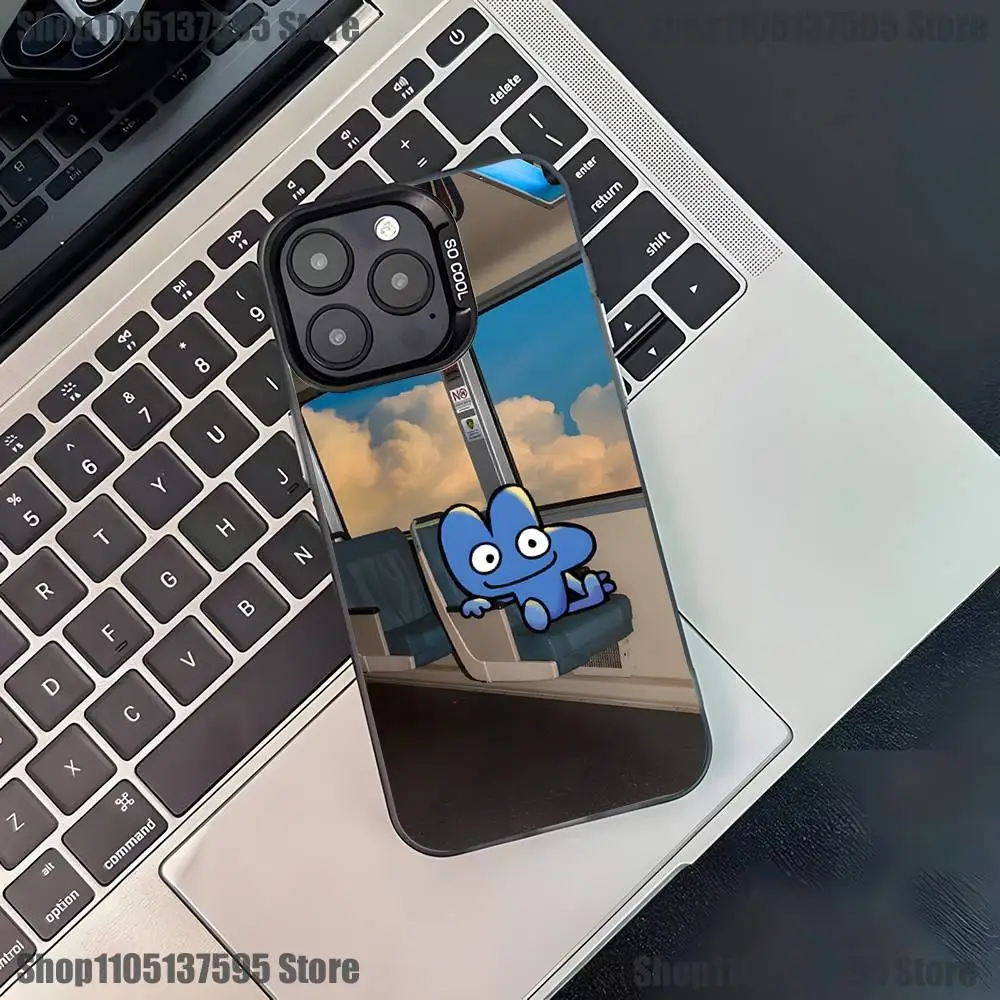 حافظة هاتف Bfdi Battle For Dream Island لهاتف iPhone 17,16,15,14,13,12,11,Pro,XS,Max,Plus,Mini,SE4,E غطاء أسود غير لامع مقاوم للصدمات