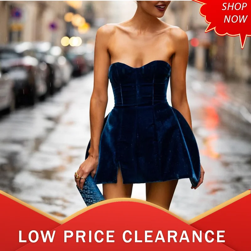 Elegant Off Shoulder Backless Velvet Waist Up Women Mini Dress Fashion Solid Cropped Vestidos 2024 Lady Christmas Chic Partywear