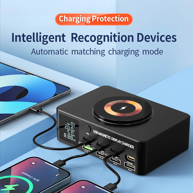 9 in1 Multiple Usb Type-C 140w  Phone Charger Wireless Fast Chargers for Iphone15 14 13 Pro Samsung Galaxy24 23