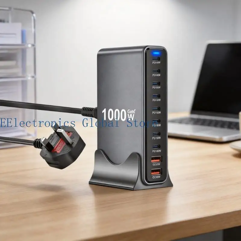 462B Device Charging Station 1000W Compatible Powerful 10 Port Charging Device
