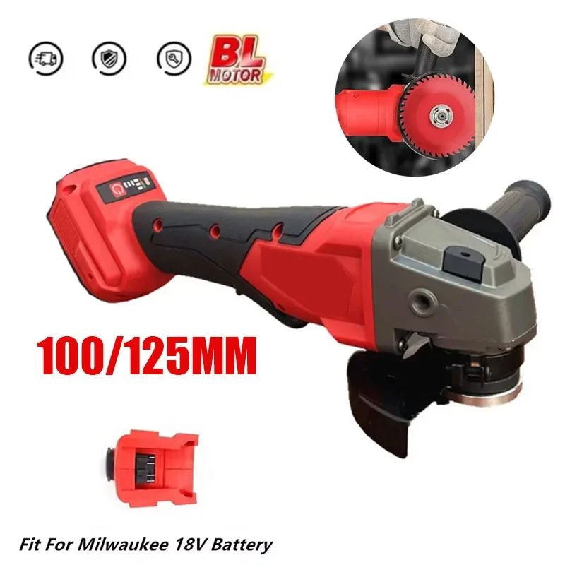 Fit for Milwaukee 18V Battery Brushless Angle Grinder 3 Gears 100/125mm Electric Cordless Polishing Cutting Machine M14