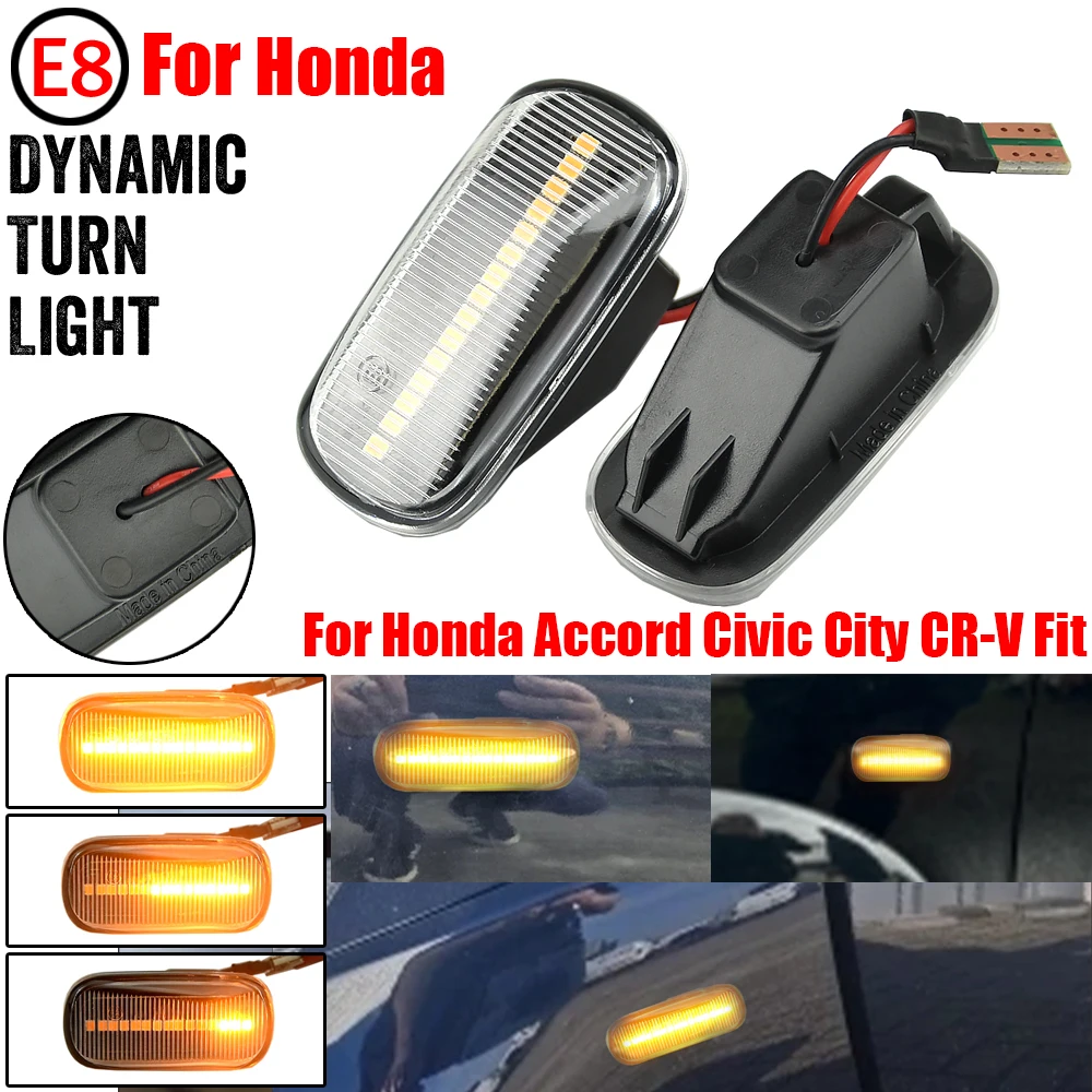 2PCS For Honda CRV Accord Civic Jazz Fit Stream Integra DC5 Odyssey Acura Side Marker Lamp Dynamic LED Turn Signal Lights