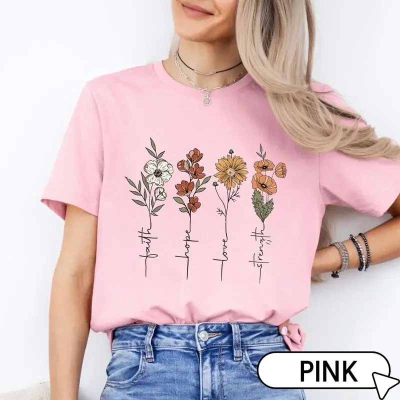 

Christian T Shirt Bible Verse Floral Faith Hope Love Corinthians 13 Spring For Sunday School Teacher