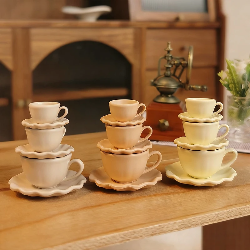 2Pcs Miniature Dessert and Coffee Cup Model Set, Dollhouse Accessories, Fun Pretend Play Gift for Kids