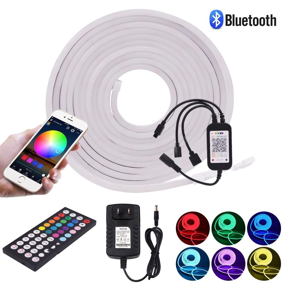 Tuya Smart WiFi LED Strip Neon Lights DC 12V RGB LED Strip Bluetooth APP Control Neon Sign Outdoor Waterproof Flexible LED Tape