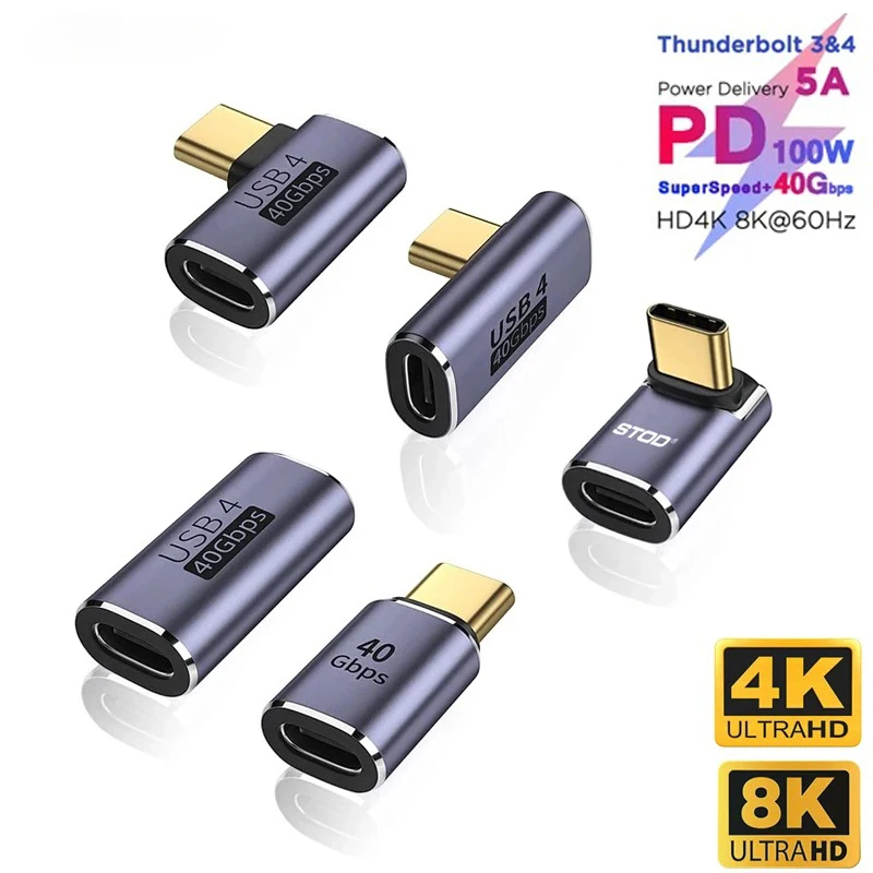 

Конвертер USB C Thunderbolt Type C Адаптер USB 4.0 «мама-папа» прямоугольный локоть USBC Удлинитель зарядки аудио для наушников