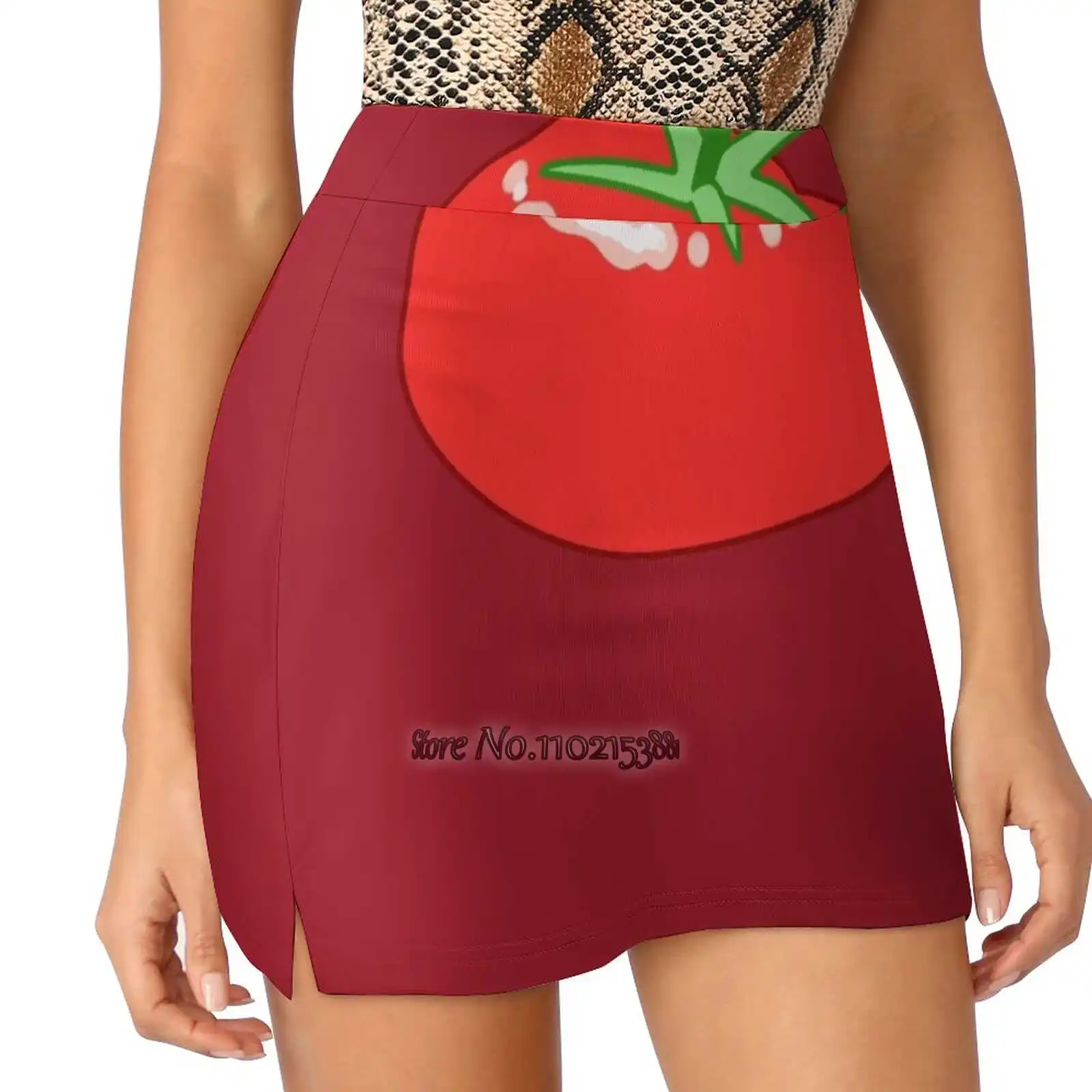 

Tomato Tennis Golf Skirt Sexy A-Line Harajuku Shorts Skirt With Phone Pockets Skort Tomato Tomatoes Fruit Fruits Veggie Veggies