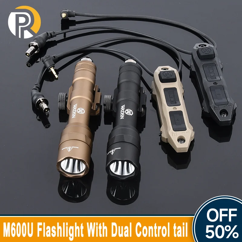 

WADSN M600U Tactical Scout Flashlight With Dual Control Mouse Tail Suitable For 20mm Picatinny Rail Hunting Airsoft Accessories