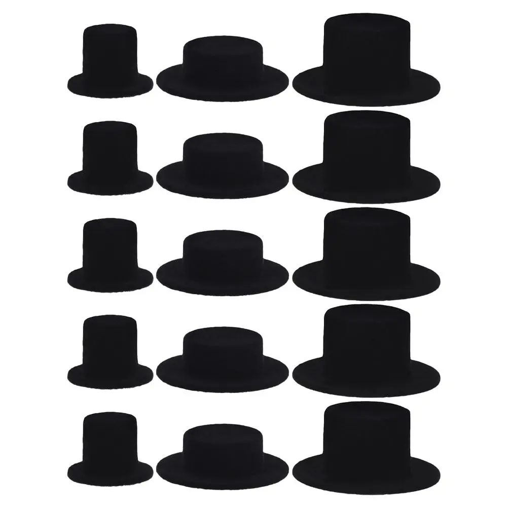15Pcs Pcs Hat Fedora Accessories Craft Top Hats For For Hair Accessories For Christmas Crafts Supplies Gnome Black