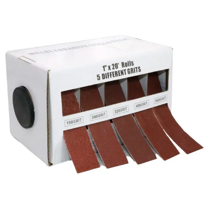 AB42-Ideal For Metal Polishing And Preparing-1Set Aluminum Oxide Abrasive Cloth Roll(5 Grits), Includes Dispenser Box