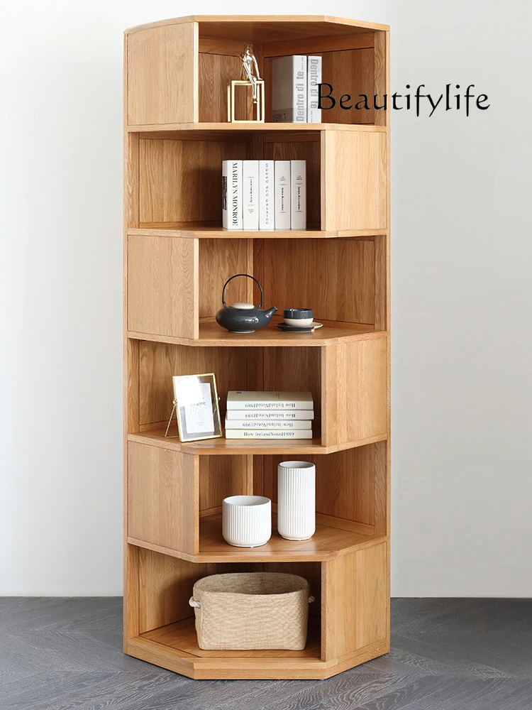 

Nordic Light Luxury Solid Wood Corner Cabinet Modern Minimalist Living Room Shelf Home Study Bookshelf