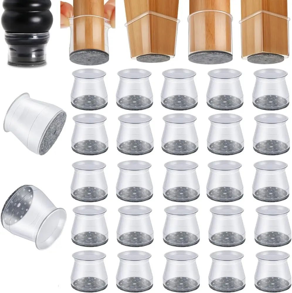 

48 Pack Chair Leg Floor Protectors for Hardwood Floors, Silicone Caps with Felt Pads Anti-Scuff Reduce Noise for 1-5/16" to 2