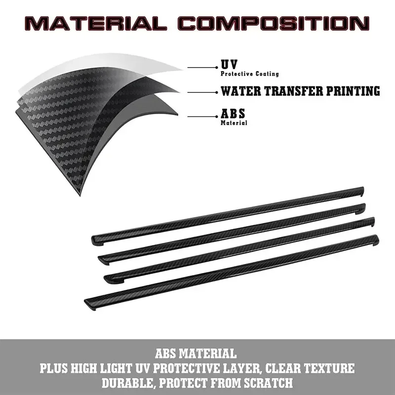 4 PCS ABS Red / Carbon Interior Door Panel Stripe Cover Molding Trims Strip Decorative Kits For BMW 3 Series F30 F31 2013-2019