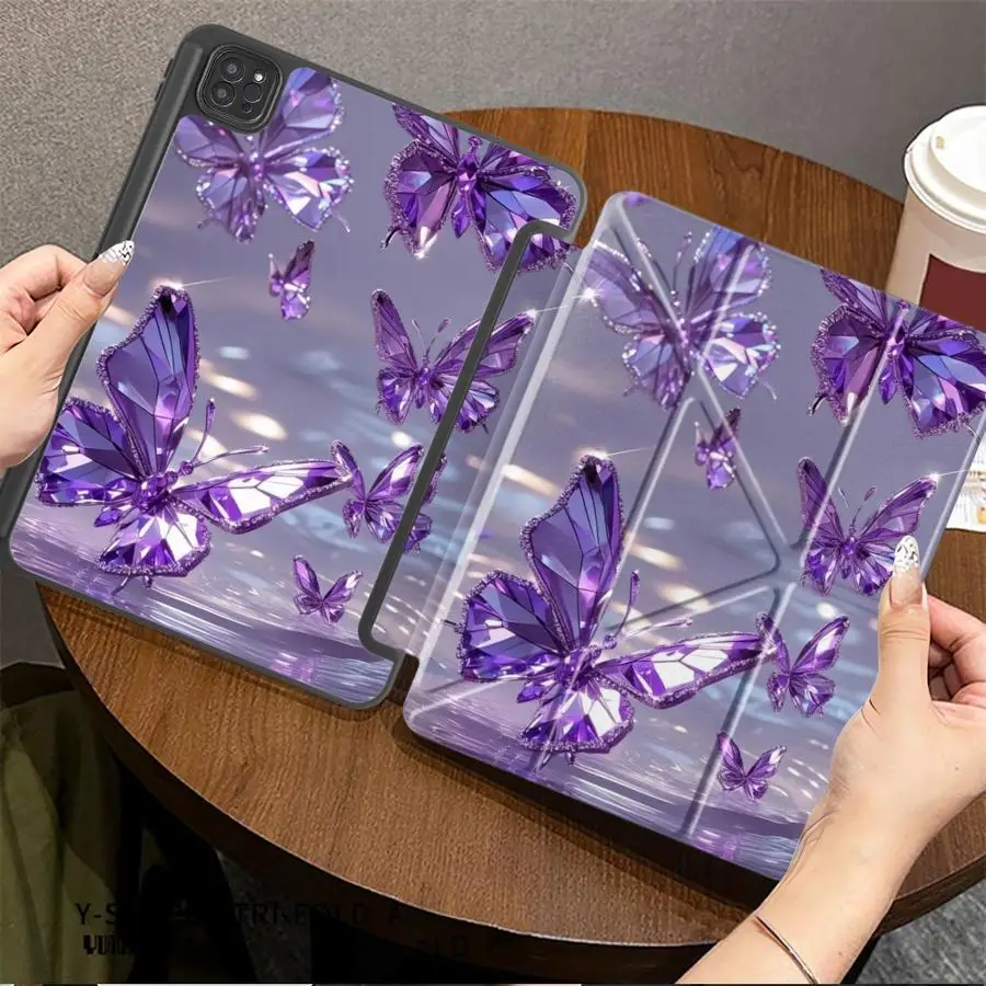 

Purple Butterfly Tablet Case For iPad Pro 11th 10th 9th 8th 7th 12.9inch Pro 2025 Air 4 5 M3 M2 1 2 M4 11inch Mini 6 7 Holder