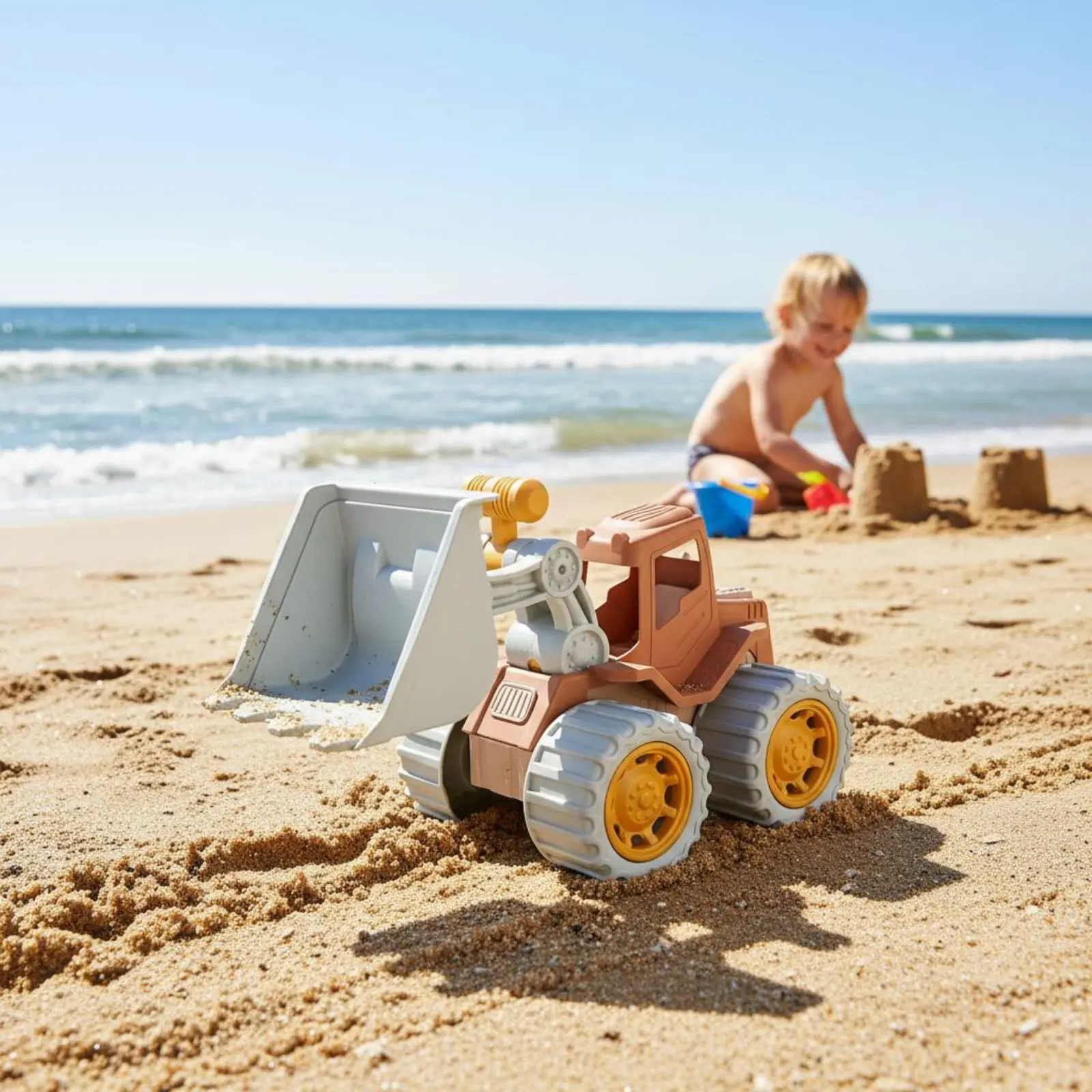 12 Pieces Construction Vehicle Sand Toy Easy to Clean Young Child Beach Toy Set Sand Cast and Tool Set Included Includes Mesh