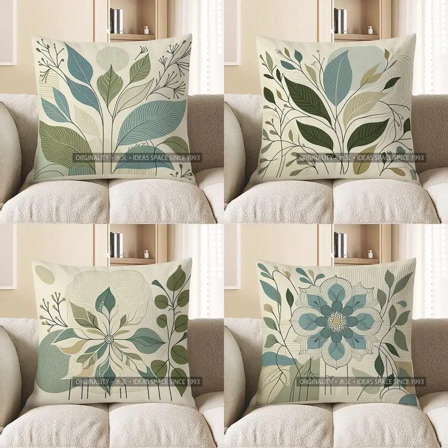 

Home Decor Modern Leafy Pattern Decorative Pillow Cover Pattern Cushion Cover Suitable For Sofa Bedroom Car Pillow Cover