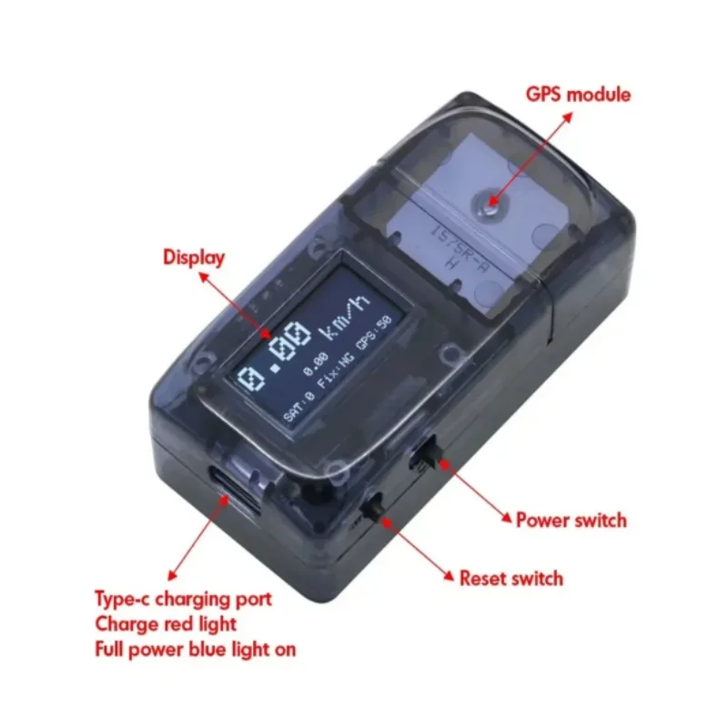 ZMR GPS-snelheidsmeter met ingebouwde LIPO-batterij voor FPV Racing Drones Freestyle RC Vliegtuigen Snelheidsdetector Afstandsbediening