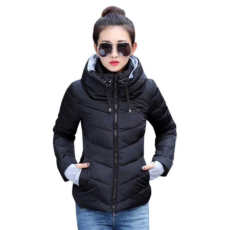 Winter Jacket for Women Tops Womens Parkas Thicken Outerwear Solid Coats Short Female Slim Cotton Padded Basic Clothing