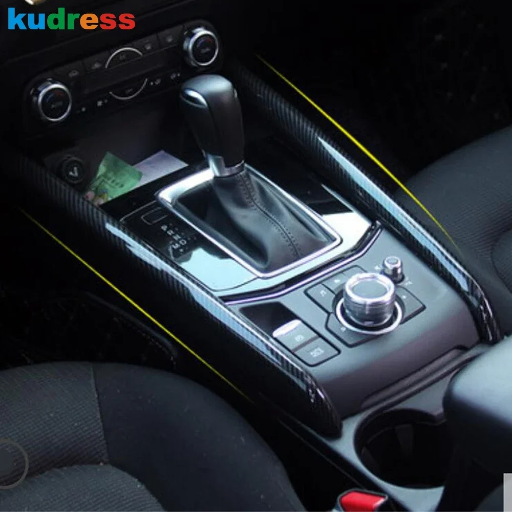 For Mazda CX-5 CX5 KF 2017-2022 2023 2024 Carbon Car Center Console Gear Shift Box Cover Trim Molding Strip Interior Accessories