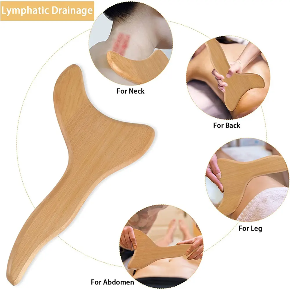 Herramienta de drenaje linfático Gua Sha de madera, herramientas de masaje de terapia de madera, herramienta de masaje anticelulitis para maderoterapia, escultura corporal