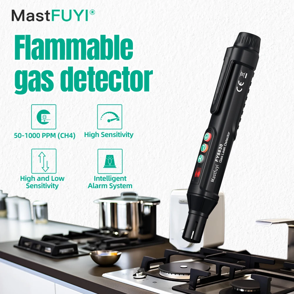

MASTFUYI Portable Gas Leak Detector Natural Gas Detector Combustible Gas Detector with Audible And Visual Alarm Gas Sniffer Test
