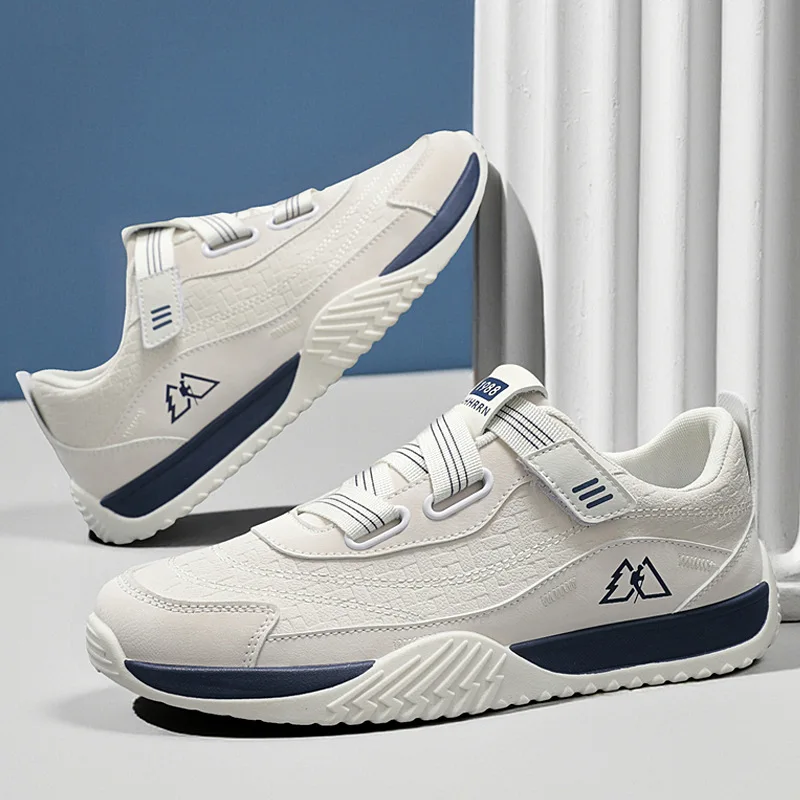 

Spring New Shoes for Men Leather Casual Shoes White Flat Skate Sport Shoes Youth Slip-on Sneakers