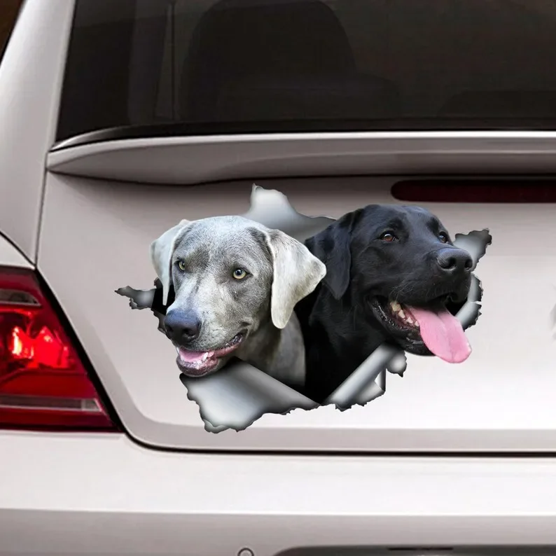 Black and silver Labs car decal, lab decal, Labrador sticker, pet decal