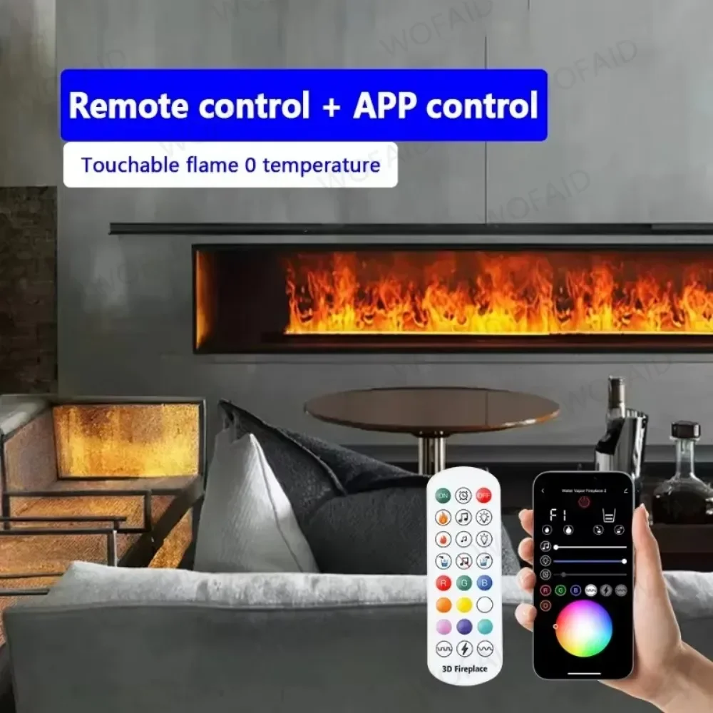 Indoor Vapor Fireplace Musical APP Remote Control 3D Atomizing Fireplace Colorful Flame Adjustment Electric Multicolor Fireplace