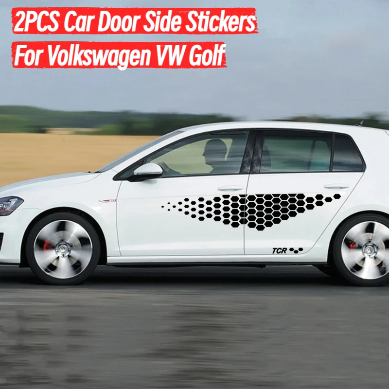 

2PCS Car Door Side Stickers TCR Style Vinyl Decals For Volkswagen VW Golf 8 5 6 7 R TSI GTI MK8 MK4 MK5 MK6 MK7 Auto Accessories