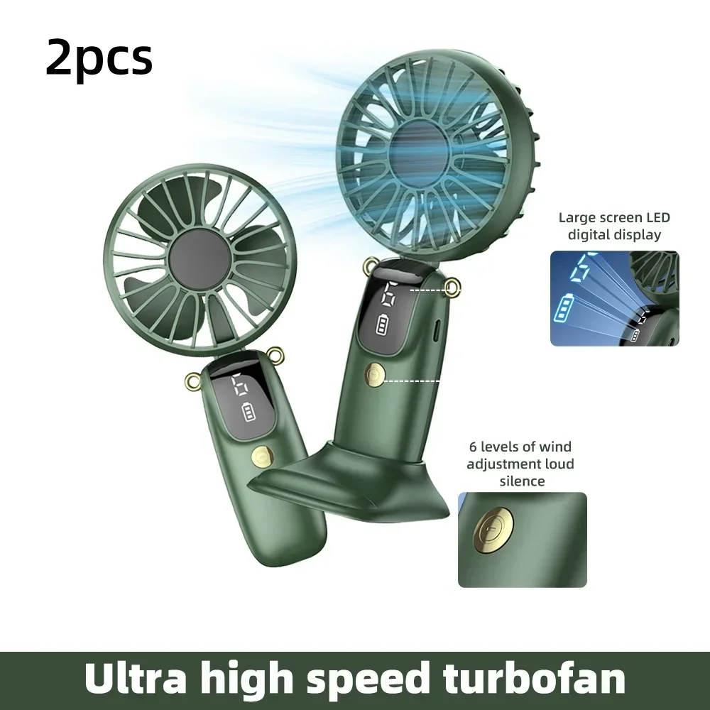 

Мини-ручной вентилятор с 6-скоростными настройками, перезаряжаемым USB, складным и портативным дизайном, двойного назначения в качестве настольного вентилятора и подвесного вентилятора на шею.