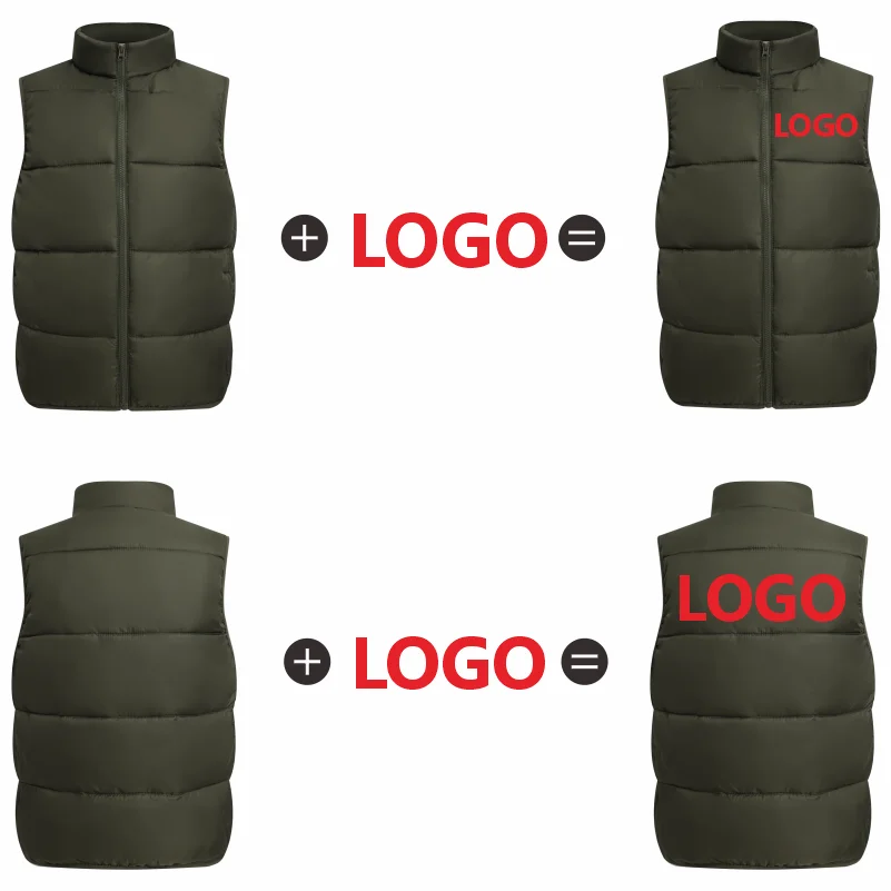 Winter Warm Down Vest Custom Team Logo Casual Sleeveless Jacket Printing Pattern Chill -proof Coat Production Company Brand Text