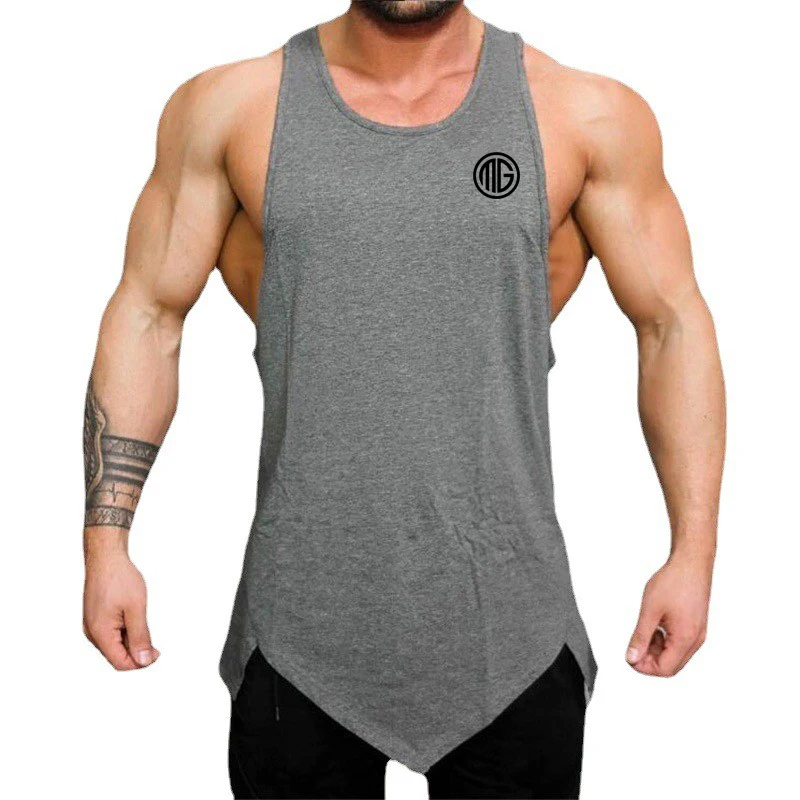 

Summer Men Cotton Breathable Sleeveless T-shirts Gym Bodybuilding Stringer Tank Tops Fitness Vests Muscle Singlets Workout Tanks